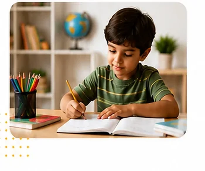 Child engaged in a creative learning activity